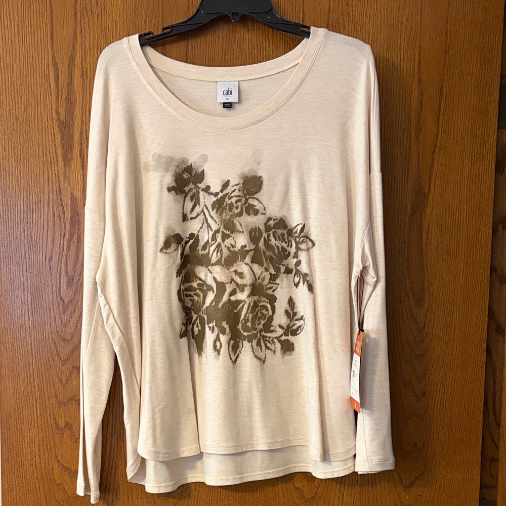 CAbi Cream Floral Long Sleeve Tee